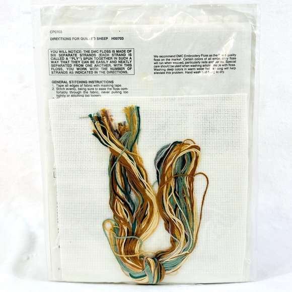 Bernat Counted Cross Stitch Kit "Quilted Sheep" (1984) - 5" x 5" without frame - Picture 6 of 7